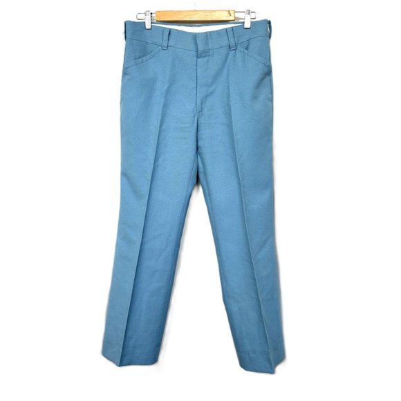 70’s Disco Flare Blue Leisure Pants Vintage - Picture 2 of 9